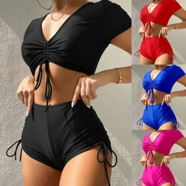 Lace-Up Bow Bikini Set