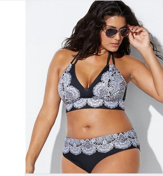 Retro Printed High-Waist Bikini Set