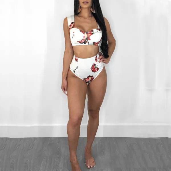 Rose Print Underwire Bikini Set