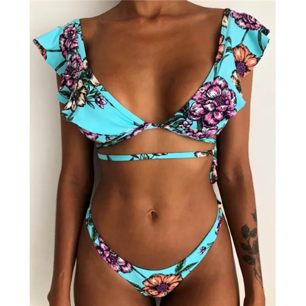 Floral Print Split Bikini Set