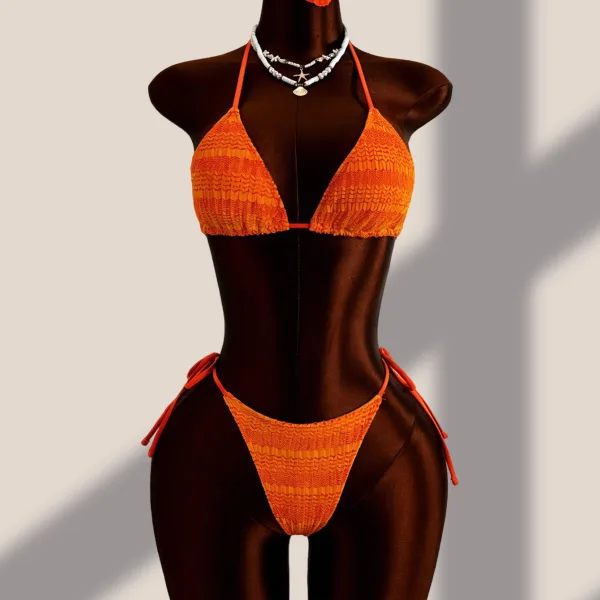 Halter-Neck Bikini Set with Matching Skirt