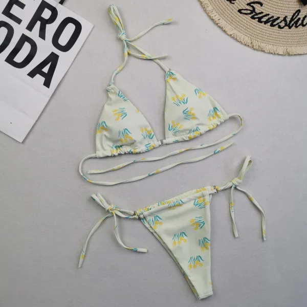 Drawstring Triangle Bikini Set