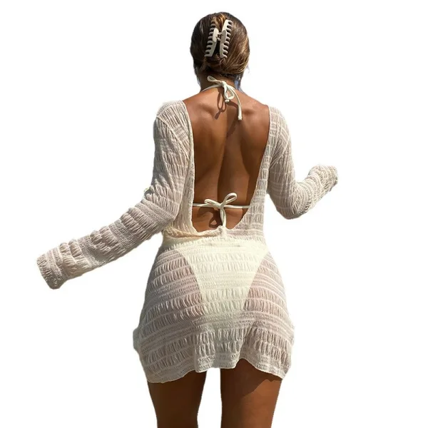 Halter Long-Sleeve Three-Piece Bikini Set
