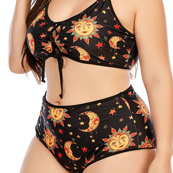 Luna High-Waist Bikini with Cross-Strap Detail