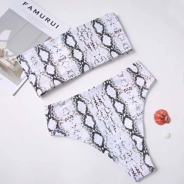 Serpent Print Bandeau Bikini Set