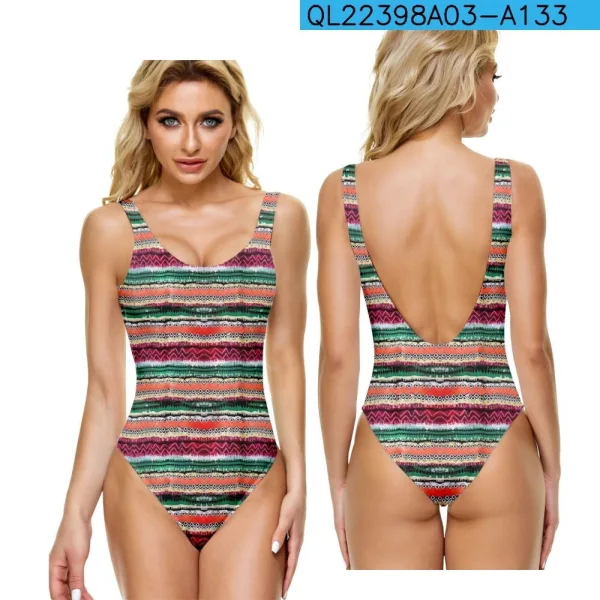 V-Neck Halter One-Piece Swimsuit