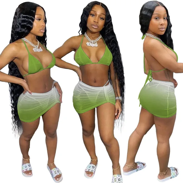 Gradient Halter Bikini Set
