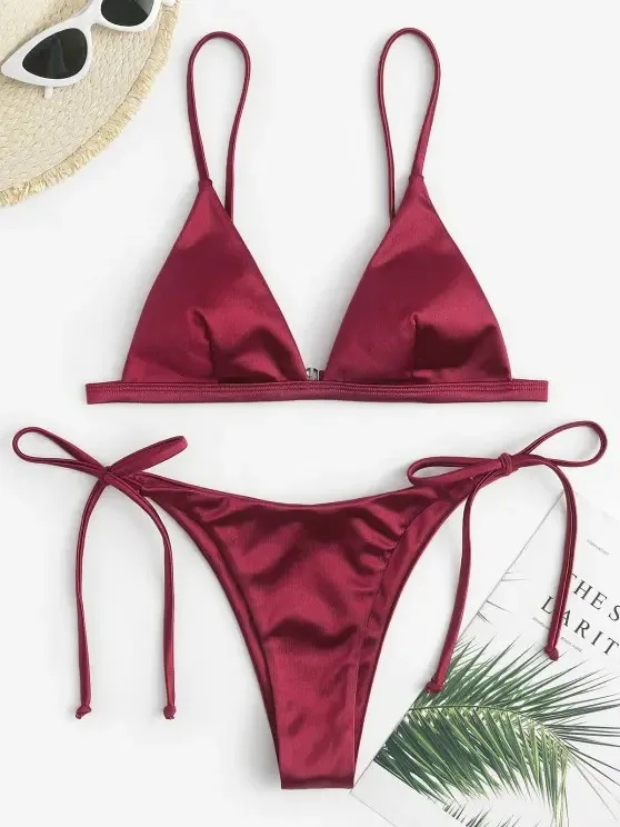 Minimalist Halter Triangle Bikini Set
