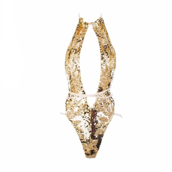 Sequined Halter One-Piece Swimsuit
