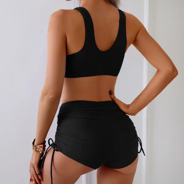 Solid Colour Two-Piece Bikini Set