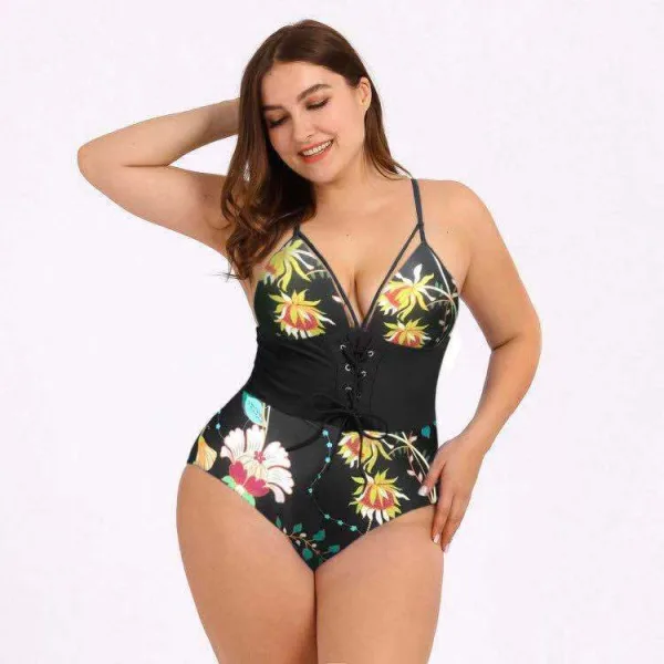 Bouquet Print High-Waist Bikini Set