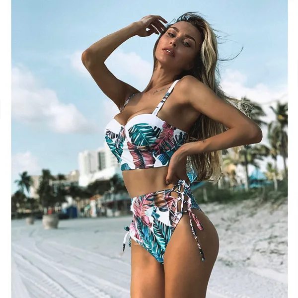 Floral High-Waist Bikini Set