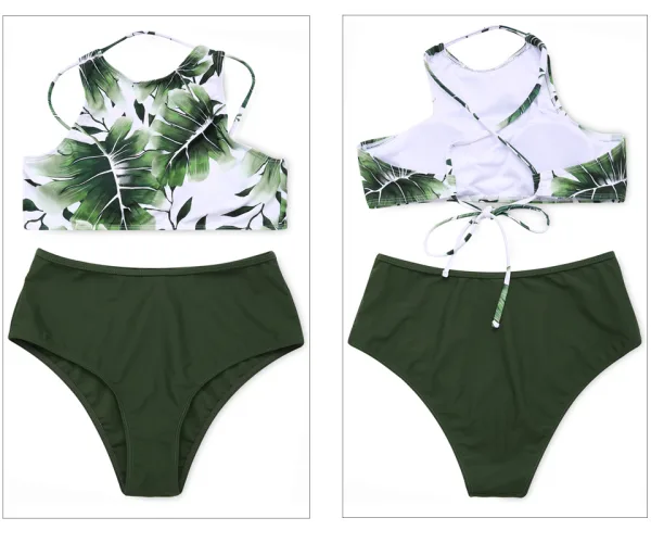 High-Waist Bikini Set with Supportive Bust Cups