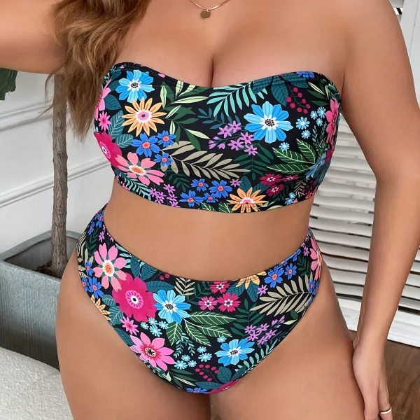 Floral Print High-Waist Bikini Set