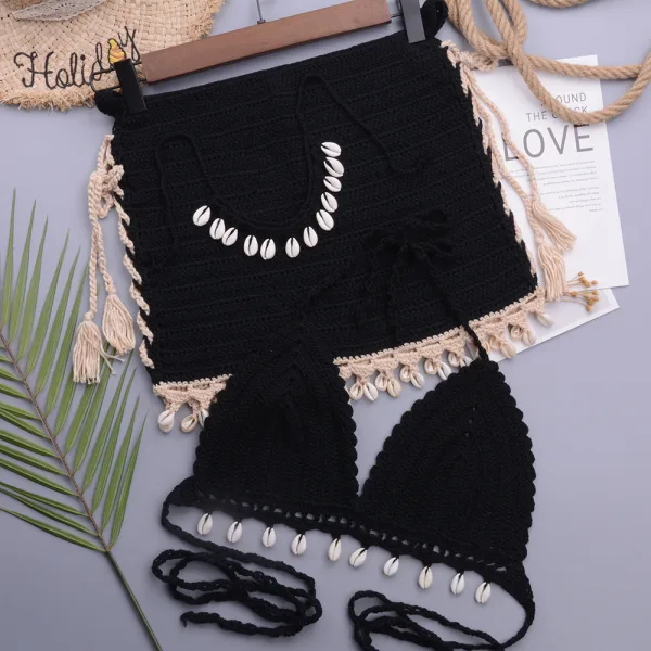 Coastal Shell Detail Bikini and Skirt Ensemble