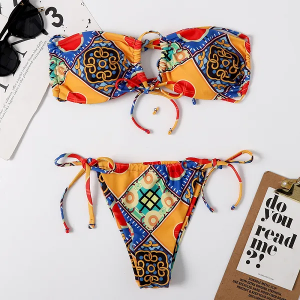 Sun-Drenched Printed Triangle Bikini Set