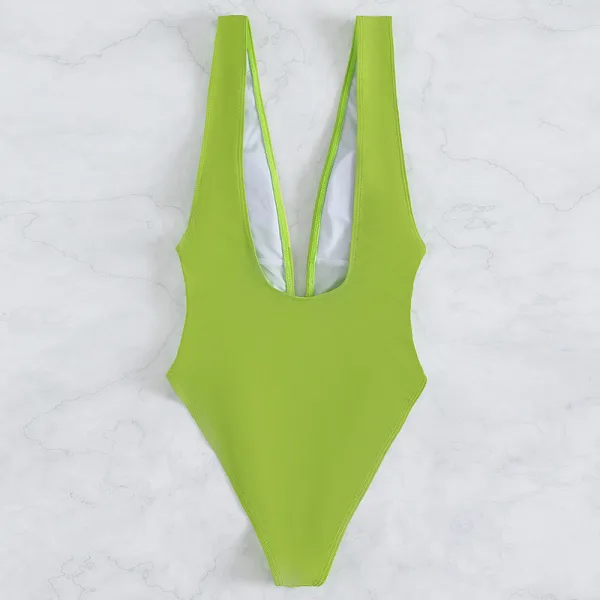 Deep V-Neck Backless One-Piece Swimsuit