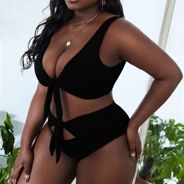 Knotted Bikini Set with High-Waist Fit