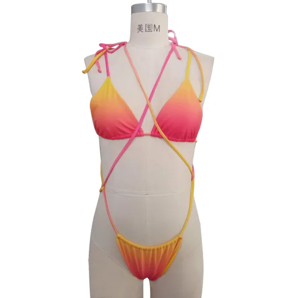 Gradient Backless Bikini Set