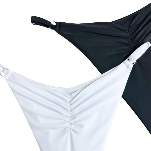 Monochrome Pleated Waist Swim Shorts