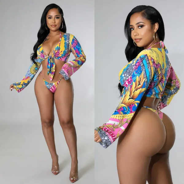 Printed Bikini and Matching Cover-Up Set