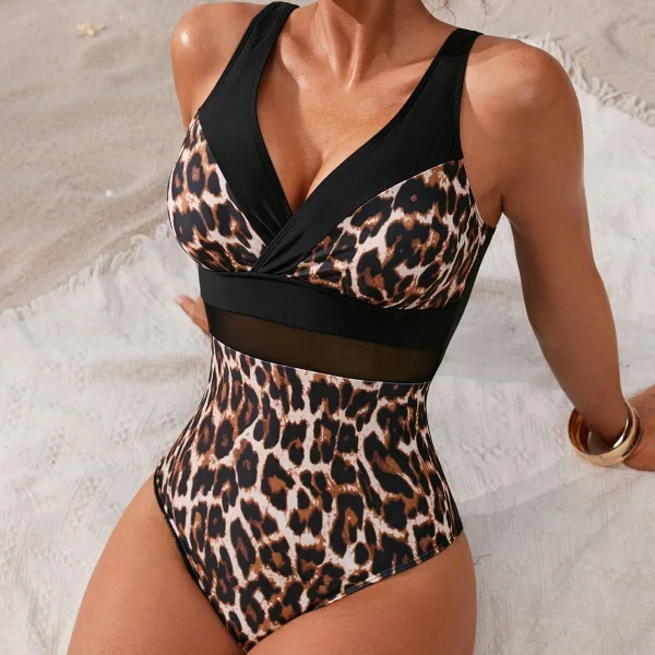 Leopard Print One-Piece Swimsuit