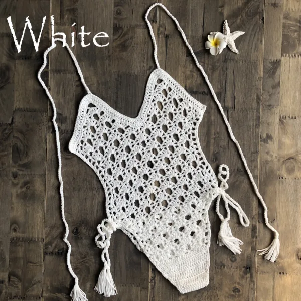 Hand-Knitted Crochet One-Piece Swimsuit