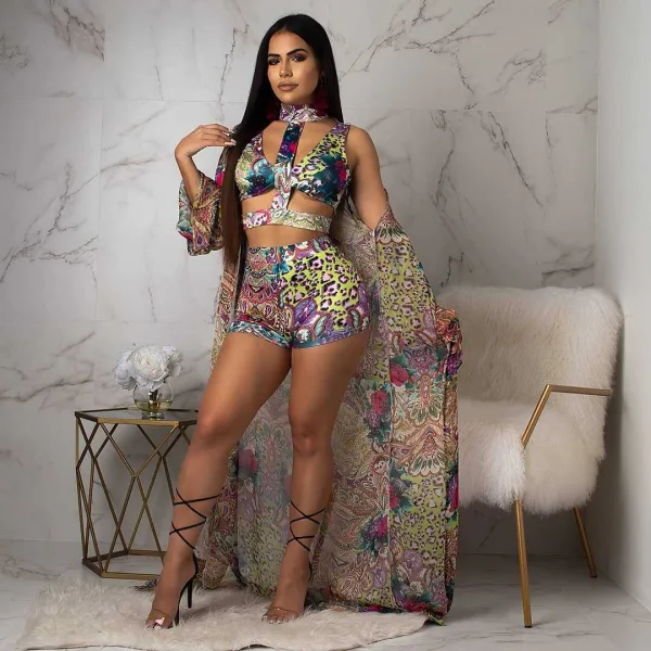 Coastal Printed Bikini Set with Coordinating Cover-Up