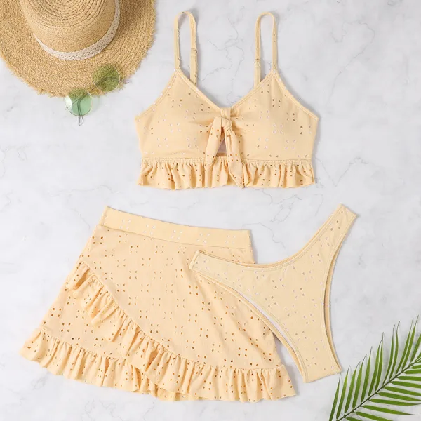 Lucia Ruffled Bikini Set with Matching Hip-Hugging Skirt