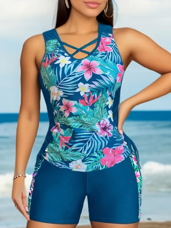 Floral High-Waist Bikini Set