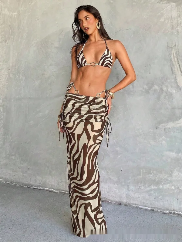 Mesh Three-Piece Bikini Set