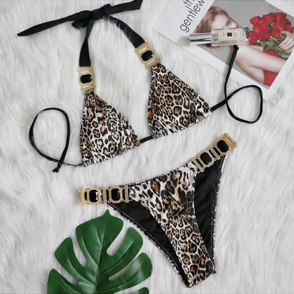 Leopard Print Low-Rise Bikini Set