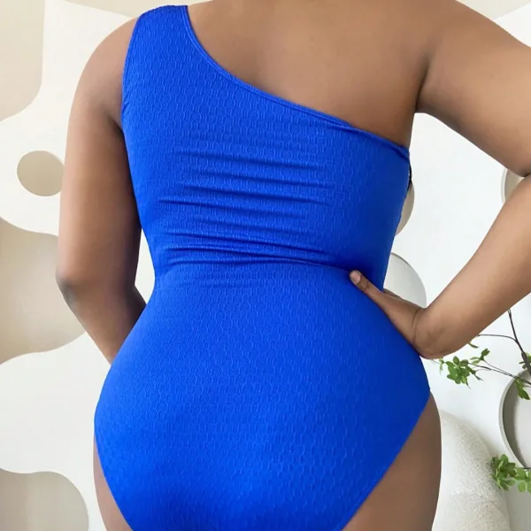 One-Shoulder Striped One-Piece Swimsuit