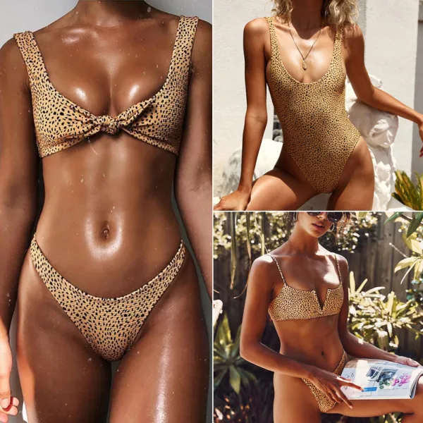 Leopard Print Backless One-Piece Swimsuit