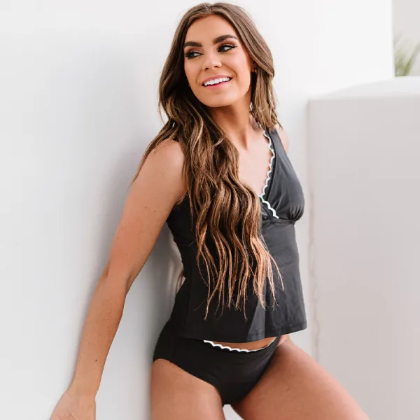 Minimalist Solid Black Bikini Set