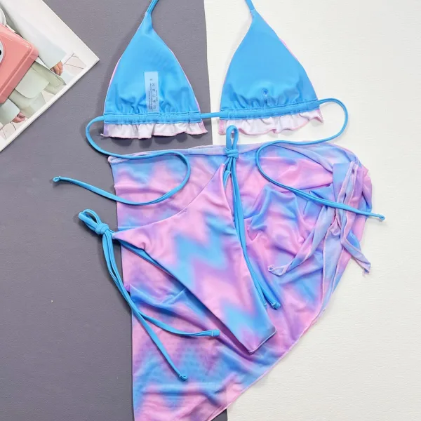 Tie-Dye Bikini Set with Matching Sarong
