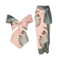Pink Conjoined Bikini And Skirt