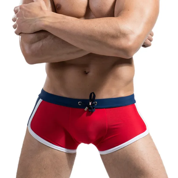Color Block Swim Trunks with Adjustable Drawstring