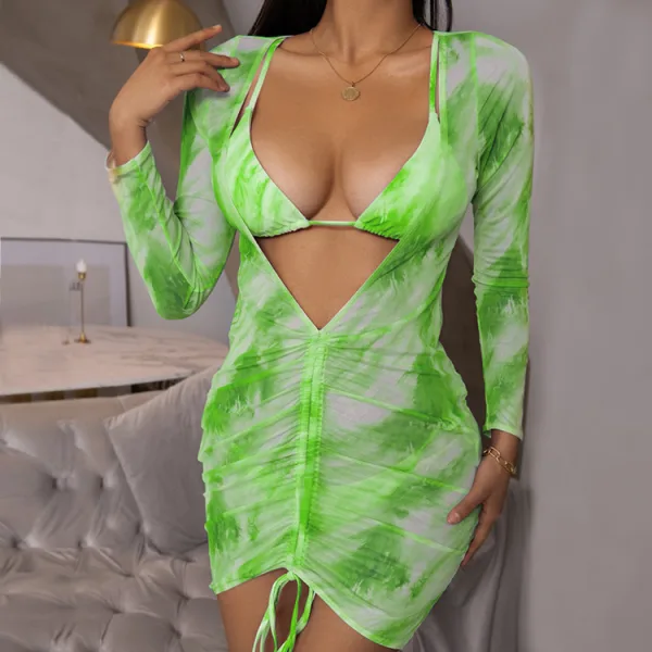 Aurelia Tie-Dye Mesh Bikini and Cover-Up Set