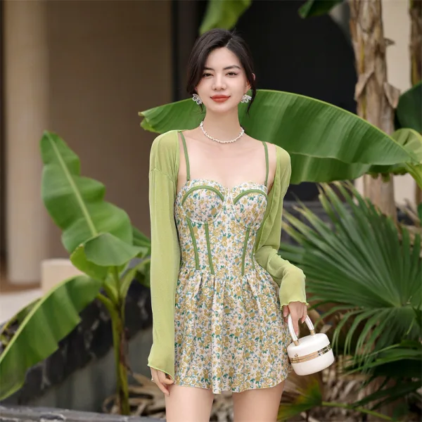 Floral Print One-Piece Jumpsuit Swimsuit