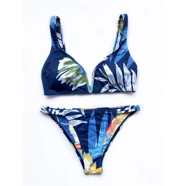 V-Neck Printed Bikini Set