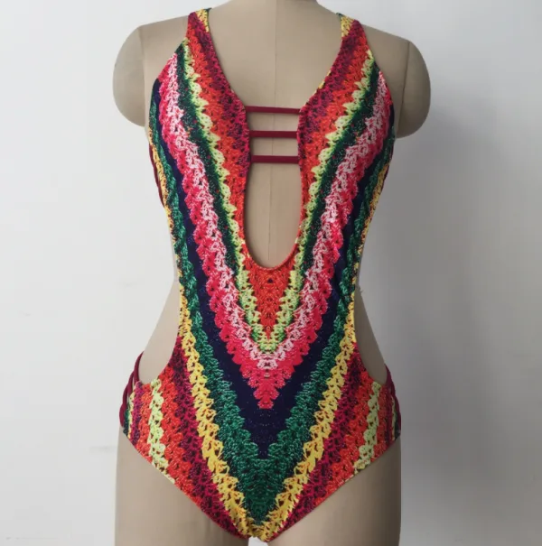 Printed Open-Back One-Piece Swimsuit