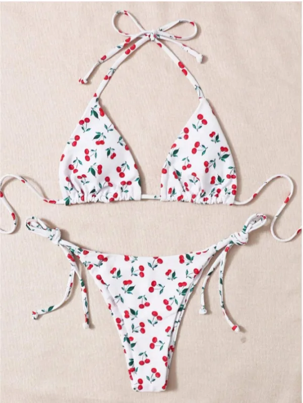 Halter Neck Split Bikini Set