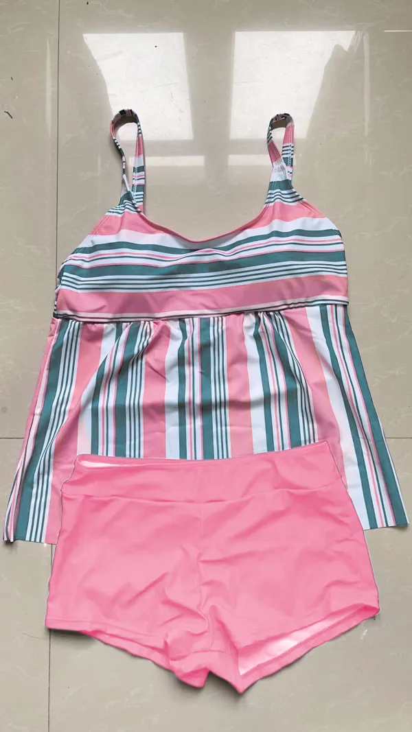 Printed Two-Piece Bikini Set with Boxer Shorts