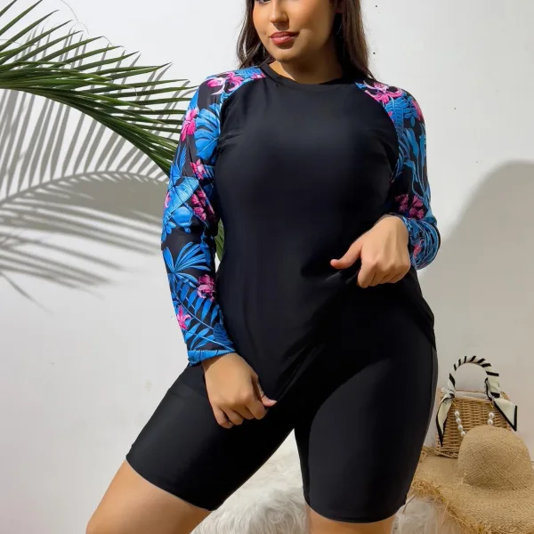 Long-Sleeve High-Waist Tankini Set