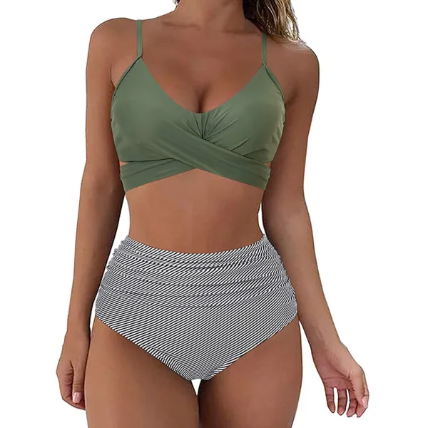 Cross-Strap High-Waist Bikini Set