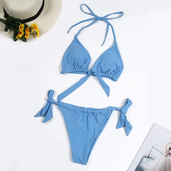 Halter Neck Bikini Set with Open Back