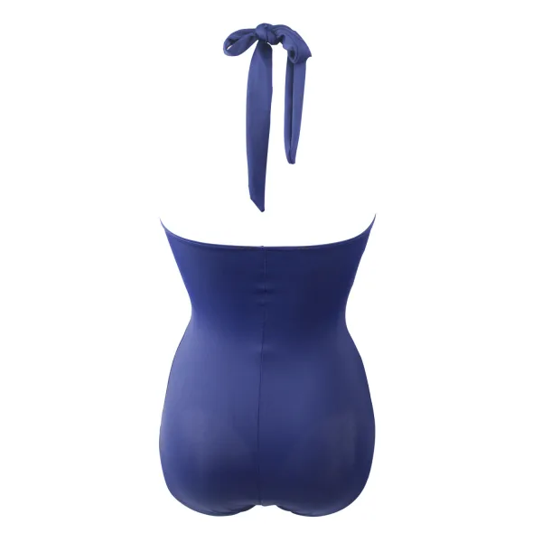 Retro Striped Halter One-Piece Swimsuit