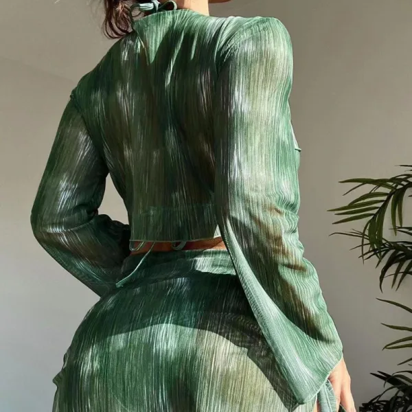 Long-Sleeve Bikini and Cover-Up Set