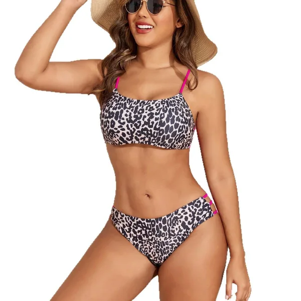 Leopard Print Multi-Strap Bikini Set